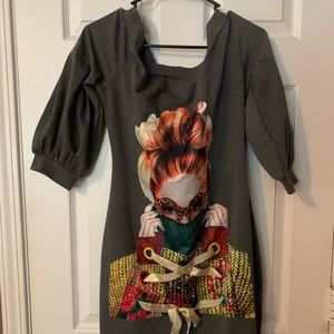 Off the shoulder day dress.